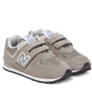 Kids New Balance 574 Core Hook & Loop White & Gray Sneakers
